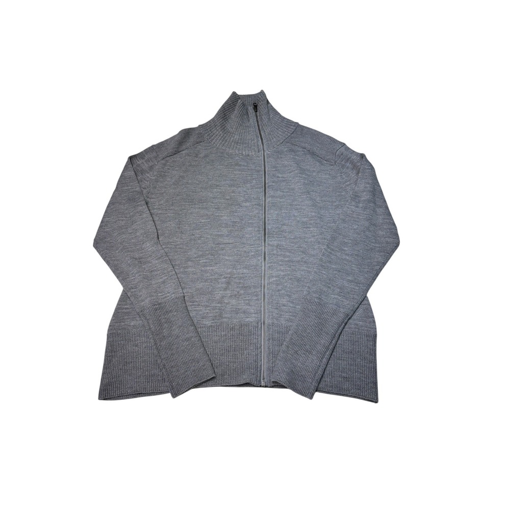 Kuhl Womens XL Gray Merino Wool Blend Full Zip Mock Neck Sweater Jacket